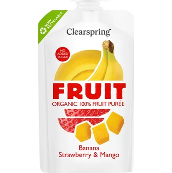 Ovocné pyré Banán & Jahoda & Mango BIO - VEGAN - Clearspring 100g