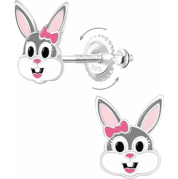 Náušnice Stříbrné náušnice Veselý králíček na šroubek 7 x 8 mm, 0,62 g