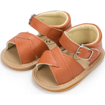 Dívčí sandály Dívčí zavřené sandály s květinou Velikost: 0-6M, Barva (Varianta): Brwon stripe