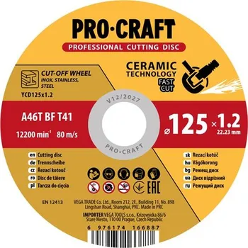 Řezný kotouč Kotouč řezný keramický PROCRAFT 125x1.2mm