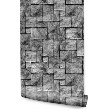 Tapeta Tapeta do obývacího pokoje ŠEDÁ cihla kámen zeď 3D efekt