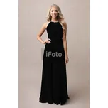 Maxi šaty plesové se zavazováním - Černé L Barva: Černá, Velikost: L