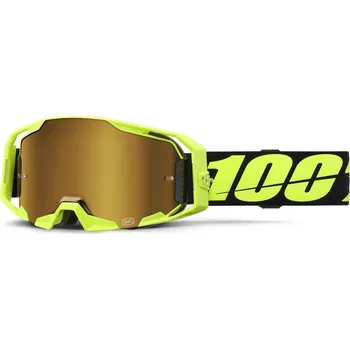 Motocyklové brýle ARMATIC 100% brýle Neon Yellow, zlaté true plexi