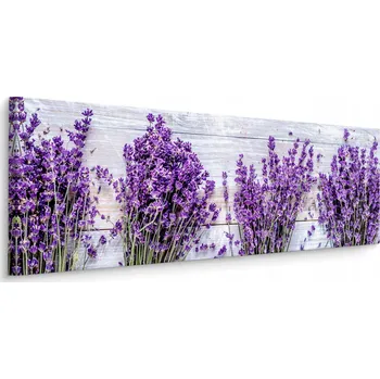 Obraz Panoramatický obraz do jídelny LEVANDULE Květiny Příroda Prkna 145x45