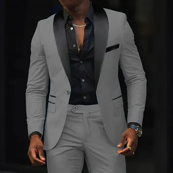 Pánský oblek Společenský oblek MC450 Velikost: S, Barva (Varianta): Sada 2 ks Světle šedá