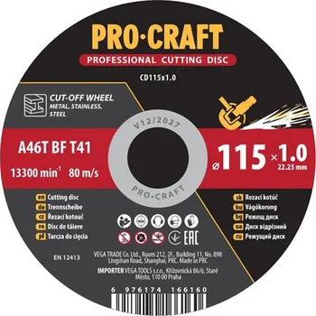 Řezný kotouč Kotouč řezný PROCRAFT 115x1.0mm