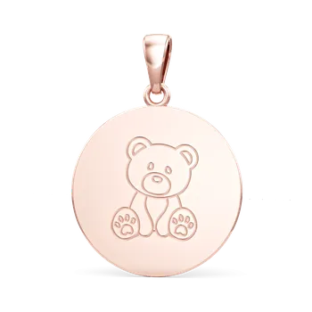Přívěsek SOLUNA MEMORIES zlatý přívěsek s rytinou - MOTIV MIMINKO HOLČIČKA VYBERTE VELIKOST DESTIČKY: Střední velikost 13 mm, VYBERTE BARVU ZLATA: ZLATO RŮŽOVÉ, VYBERTE SYMBOL: f) medvídek