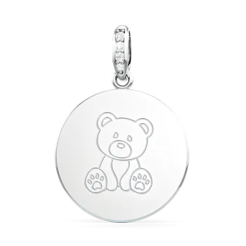 Přívěsek SOLUNA MEMORIES zlatý přívěsek s rytinou - MOTIV MIMINKO CHLAPEČEK VYBERTE VELIKOST DESTIČKY: Střední velikost 13 mm, VYBERTE BARVU ZLATA: ZLATO BÍLÉ, VYBERTE SYMBOL: f) medvídek