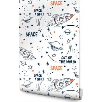 Fototapeta Tapeta na zeď rakety nápisy planety pro děti