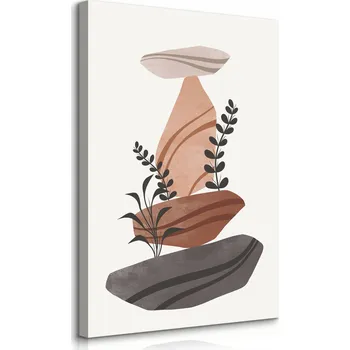 Obraz OBRAZ DO OBÝVÁKU SKÁLY LISTY VĚTVIČKY PŘÍRODA STYL BOHO 30x40