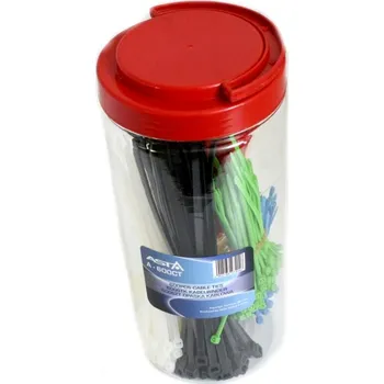 Stahovací pásky barevné, různé délky, 600 ks v dóze - ASTA A-600CT