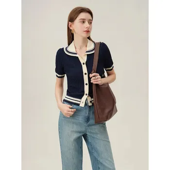 Dámský svetr Dámský stylový kardigan na knoflíky s límečkem Barva: Černá, Velikost: M