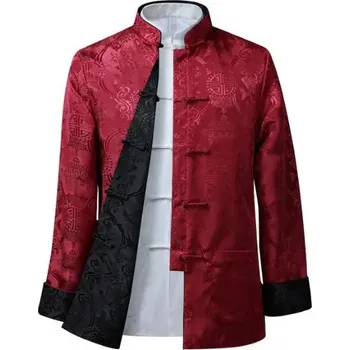 Pánské sako styl Chinese Dragon Velikost: S, Barva (Varianta): Červená