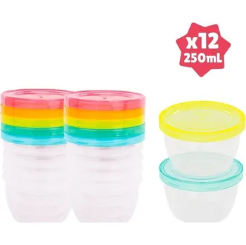 Badabulle Misky s víčky MAXI FUN COLORS 12 Ks