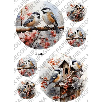 Umělecký papír Rýžový a soft papír na decoupage - Ptáček - KB0563 Materiál: Soft, Rozměr: A4