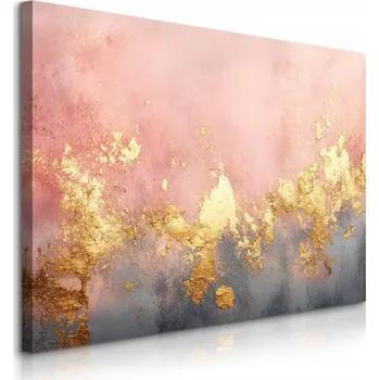 Obraz OBRAZ DO OBÝVACÍHO POKOJE BETON ZLATÉ PRVKY GLAMOUR STYL ABSTRAKCE 70x50