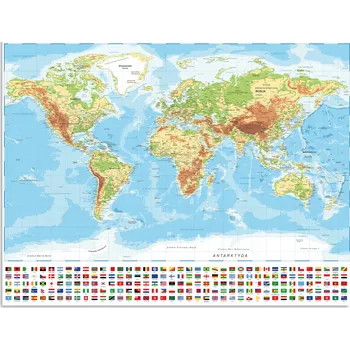 Obraz Plakát FYZICKÁ MAPA Světa na Zeď 70x50