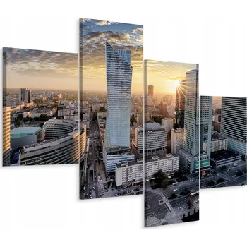 Obraz Obraz Čtyřdílný (Tetraptych) Varšava Varšava Noční Město 3D 80x50