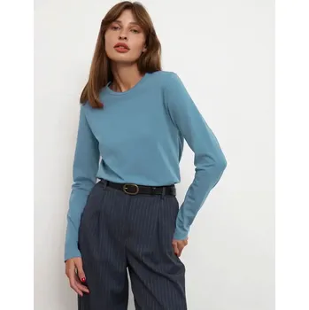 Dámské tričko Dámské dlouhé tričko z bavlny s dlouhým rukávem Barva: Modrá, Velikost: S