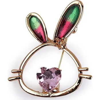 Brož Brož s broušenými kameny zajíček - 1 rose