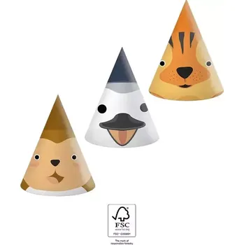 Party dekorace Papírové čepičky ZOO 6ks