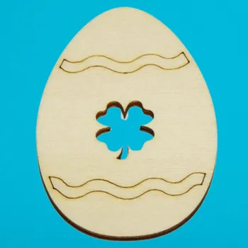 Dřevěná hračka Dřevěný výřez z překližky, VELIKONOČNÍ VAJÍČKO SE ČTYŘLÍSTKEM, 6,8x4,8cm, 1ks
