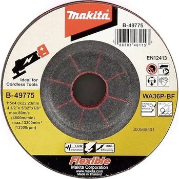 Brusný kotouč MAKITA B-49775 Kotouč brusný na nerez FLEXI 115x4x22 WA36P-BF