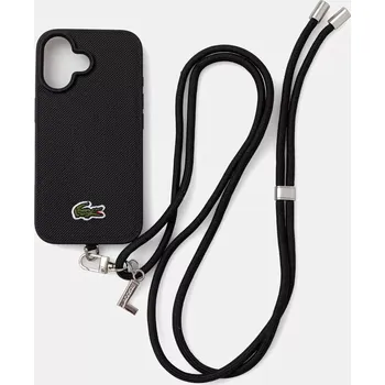 Pouzdro na mobilní telefon Obal na telefon Lacoste iPhone 16 černá barva, LCHMBCP16SPVCK 99X, vel. ONE SIZE