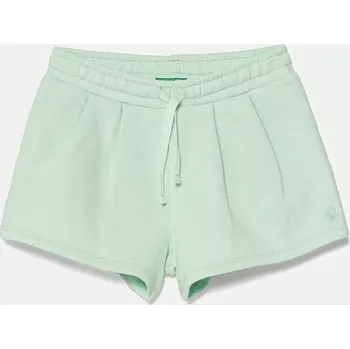 Chlapecké kraťasy Dětské bavlněné šortky United Colors of Benetton zelená barva, hladké, nastavitelný pas, 3J70G901R 3J70G901R.P.Seasonal 07X, vel. 90