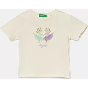 Dětské bavlněné tričko United Colors of Benetton béžová barva, 3I1XG10I4 3I1XG10I4.P.Seasonal 01X, vel. 82