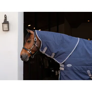 Deka pro koně RHINO Krční díl Rhino, stájový, 100 g, navy/titanium grey & classic blue Délka zad: S