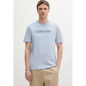 Pánské tričko Bavlněné tričko Calvin Klein modrá barva, s potiskem, K10K114149 05X, vel. M
