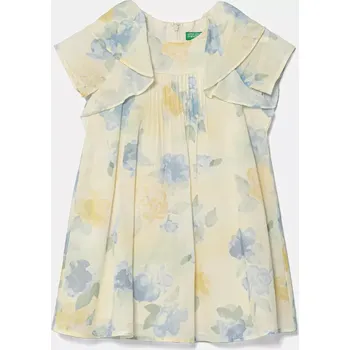 Dámské šaty Dětské bavlněné šaty United Colors of Benetton béžová barva, mini, 4HYUGV02B 4HYUGV02B.P.Seasonal 01X, vel. 82