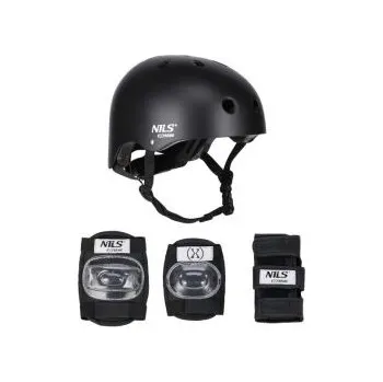 Kolečkové brusle Helma s chrániči NILS Extreme MR290+H230 černá