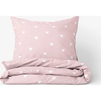 Povlečení Bavlněné povlečení - Srdíčka na pudrově růžovém 150 x 200 a 50 x 60 cm
