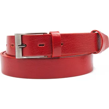 Opasek Červený kožený opasek Nivasaža elegantní úzký ELG30 Celková délka: 105