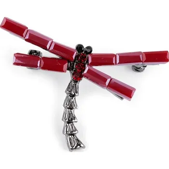 Brož Brož s broušenými kameny vážka - 2 červená tmavá