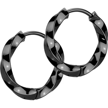 Náušnice Atreya Ocelové kruhové náušnice spirálové Twist Barva: Černá, Velikost: 1 mm, Délka / Průměr: 10 mm