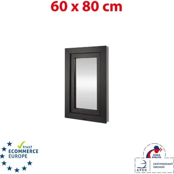 Okno Plastové okno 60x80 cm (600x800mm) otevíravé i sklopné levé, antracit/bílá Trocal