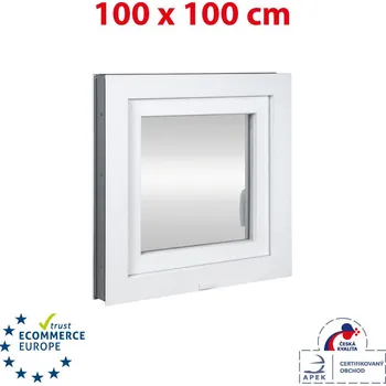 Okno Plastové okno 100x100 cm (1000x1000mm) otevíravé i sklopné pravé bílé Trocal