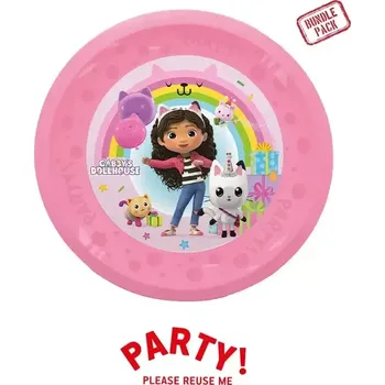 Talíř Plastové talíře Gábinin kouzelný domek znovupoužitelný 21cm - 4ks