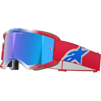 Helma na motorku Brýle na motokros Alpinestars Vision 5 Corp red/white/blue/mirror blue