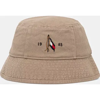 Klobouk Bavlněný klobouk Tommy Hilfiger zelená barva, AM0AM13384 19X, vel. ONE SIZE