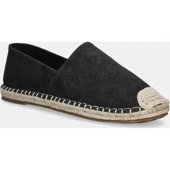 Dámské baleríny Semišové espadrilky Guess ELCHE černá barva, FMJELC FAB14 FMJELC.FAB14.BLACK 99X, EUR 41