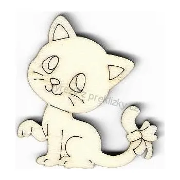 Stavební deska Výřez z překližky, KOČKA S MAŠLÍ NA OCÁSKU, 8x7,2cm, 1ks