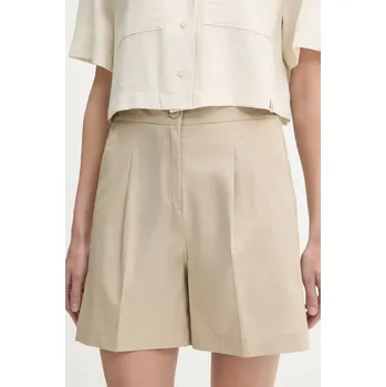 Dámské kraťasy Kraťasy United Colors of Benetton dámské, béžová barva, high waist, 40FAD901U 08X, vel. 34