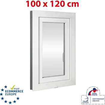 Okno Plastové okno 100x120 cm (1000x1200mm) otevíravé i sklopné pravé bílé Trocal