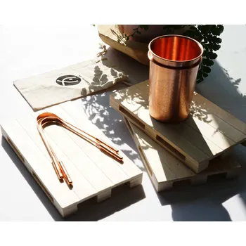 Sklenice Flexity měděná sada - 2 x sklenice 250 ml, 2 x měděná škrabka na jazyk