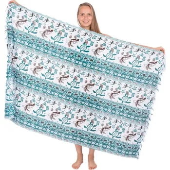 Šátek Sarong / pareo / plážový šátek Podmořský svět zelený, Sittar.cz