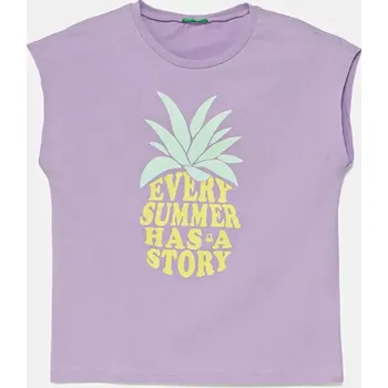 Chlapecké tričko Dětské bavlněné tričko United Colors of Benetton fialová barva, 3JERC10PB 3JERC10PB.G.Seasonal 04X, vel. 168